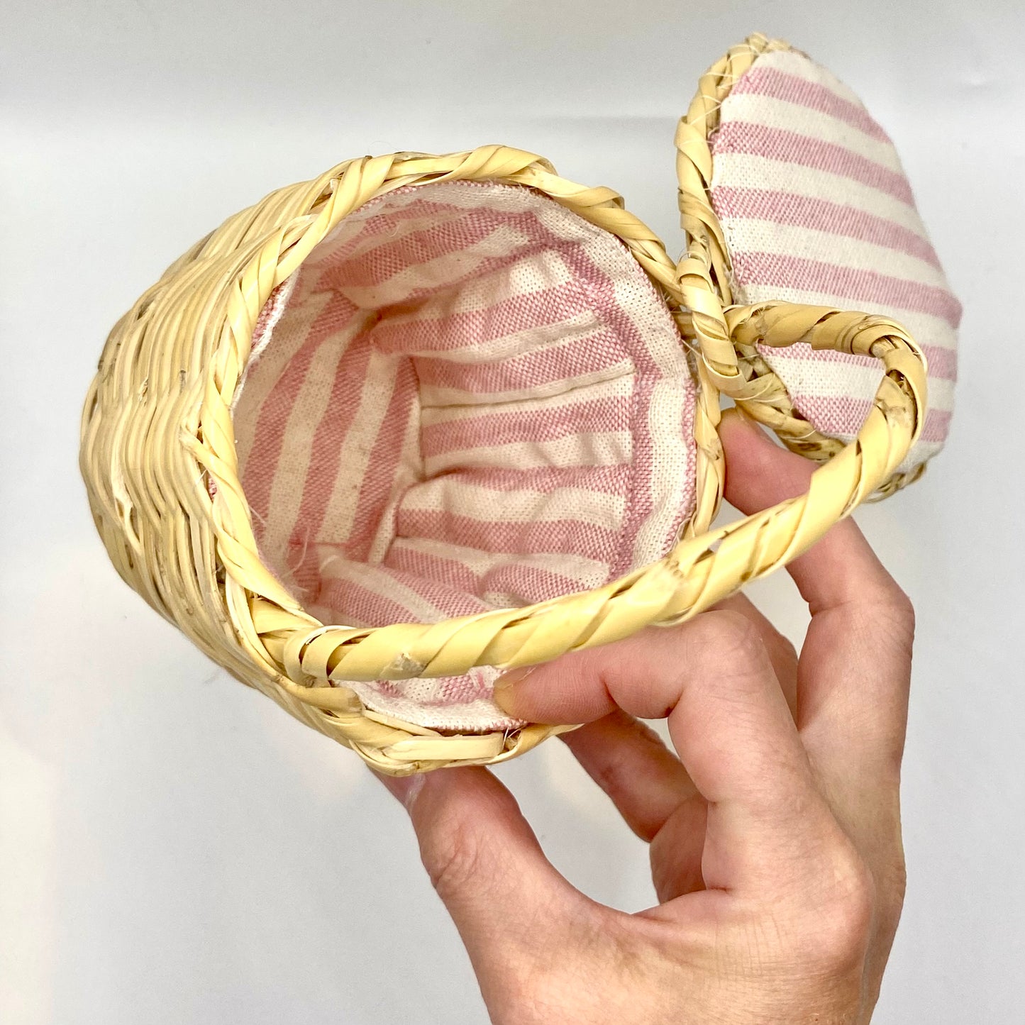 Mini Jane Birkin Basket – Pink Stripe with Doll