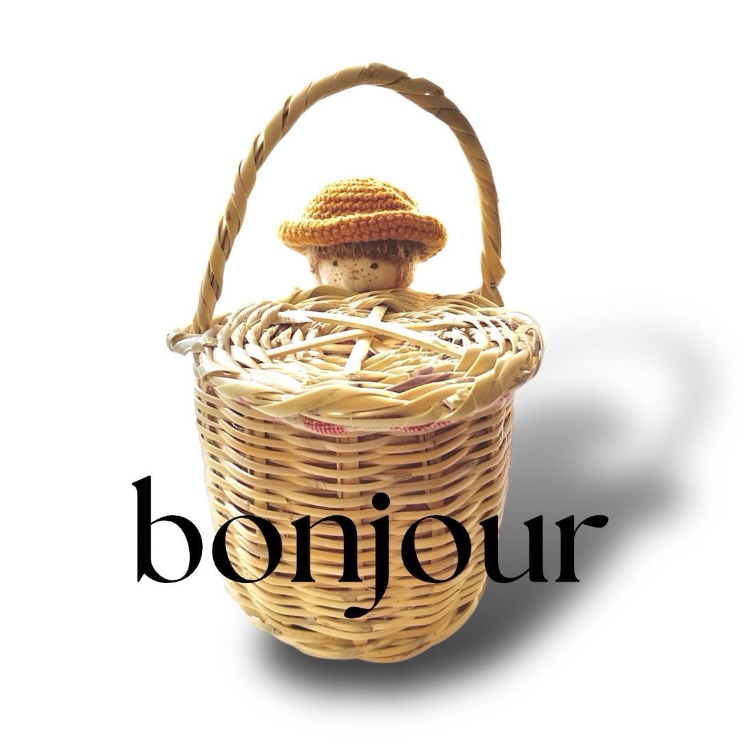 Mini Handwoven Basket – Green & Red Stripe