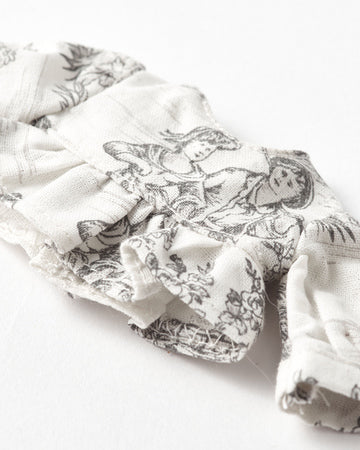 Long Sleeve Gathered Hem Shirt in French Toile de Jouy Fabric