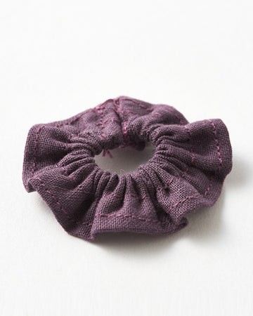 Long Sleeve Gathered Hem Shirt in Deep Purple Cotton