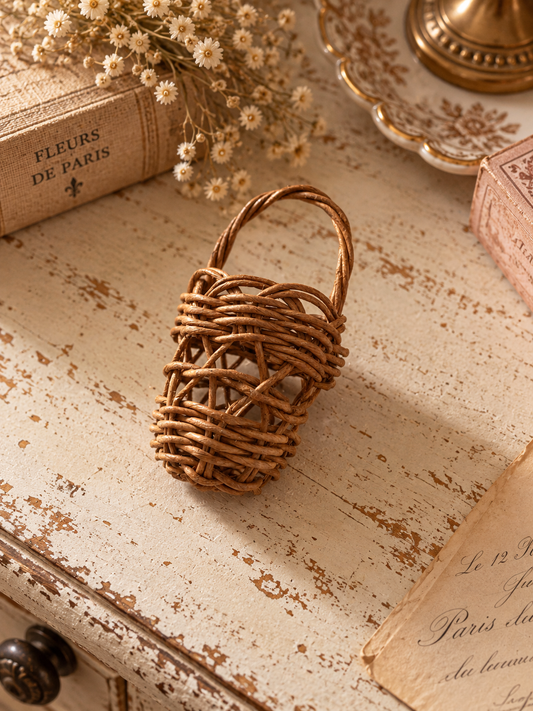 Miniature Woven Basket — 16 cm Doll Accessory