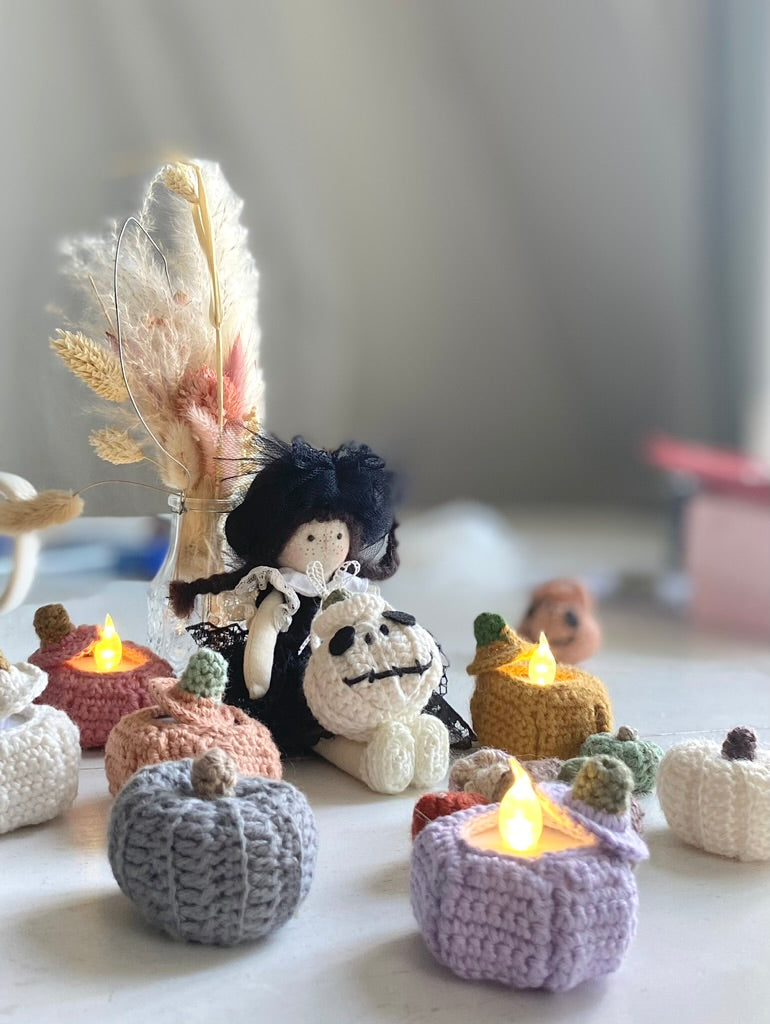 Hand Crochet Pumpkin LED Light by Les Bons Enfants Paris