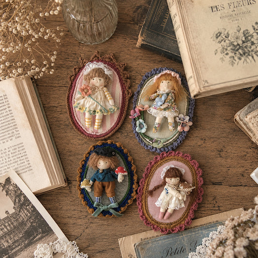 Miniature Doll in Crochet Frame - Made to Order