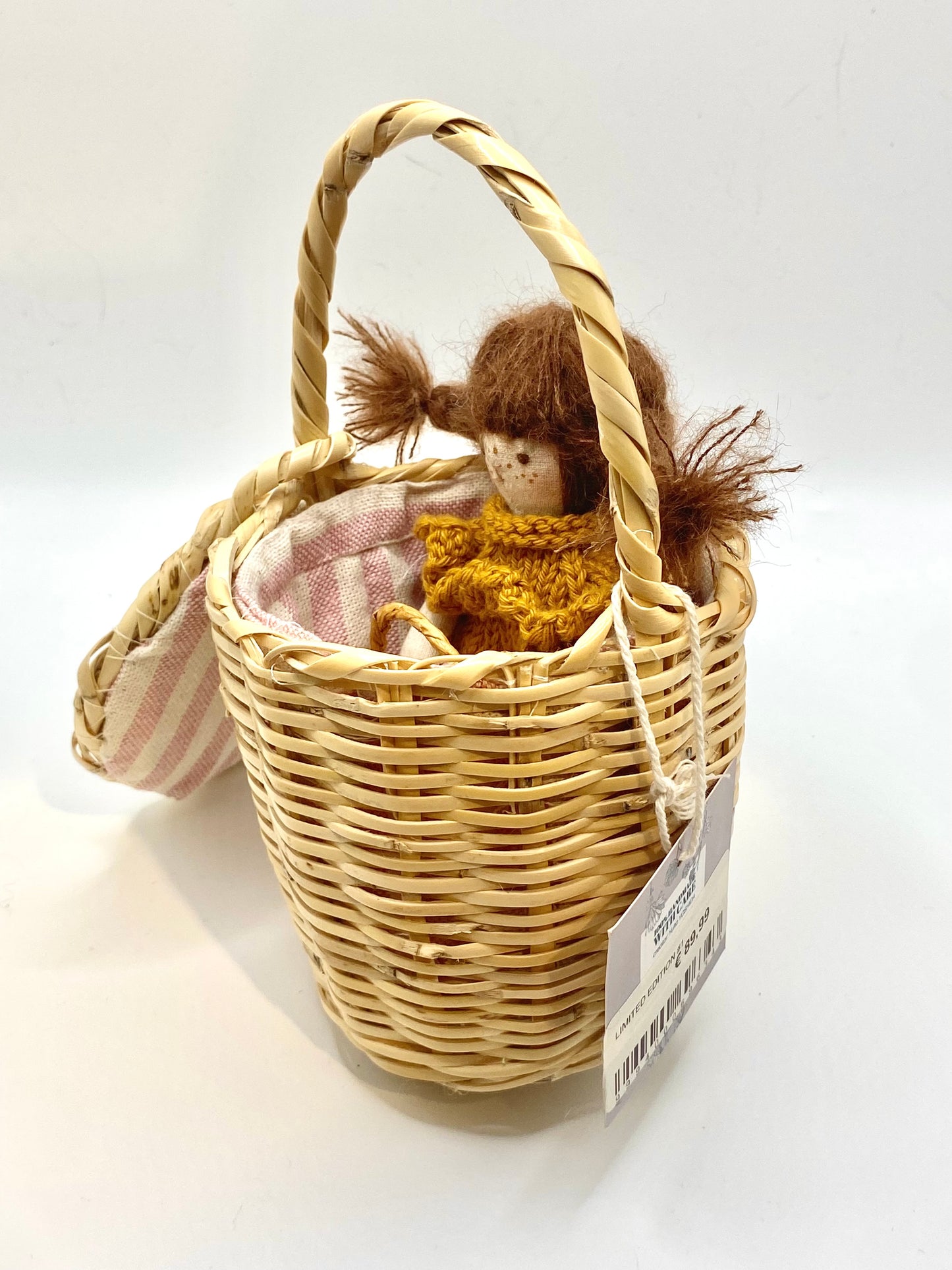 Mini Jane Birkin Basket – Pink Stripe with Doll