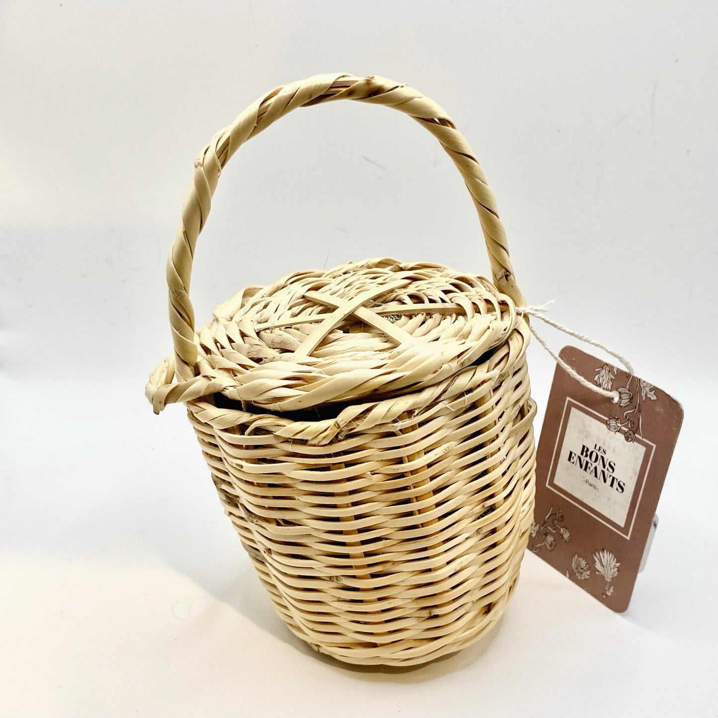 Mini Handwoven Basket – Green & Red Stripe