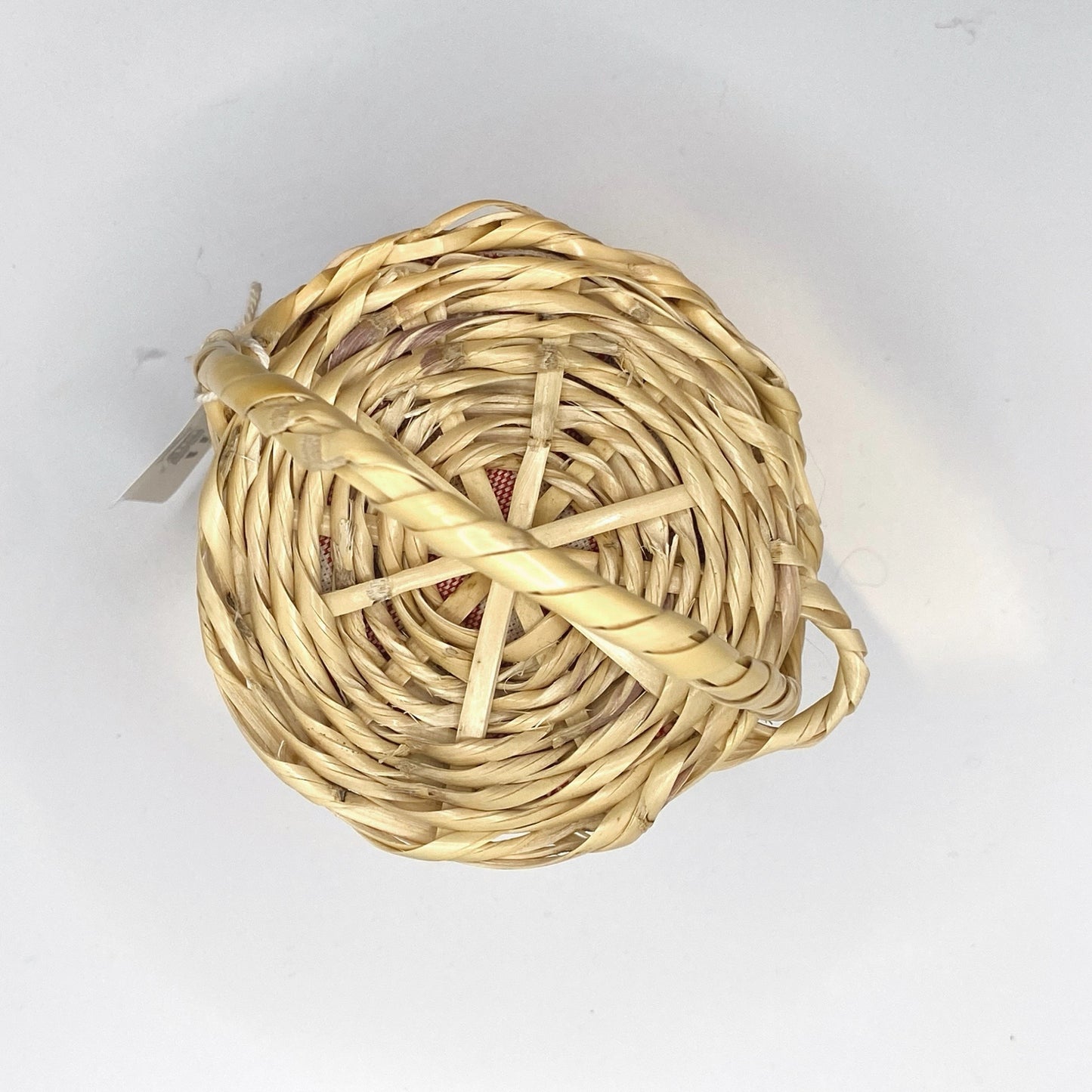 Mini Handwoven Basket – Green & Red Stripe