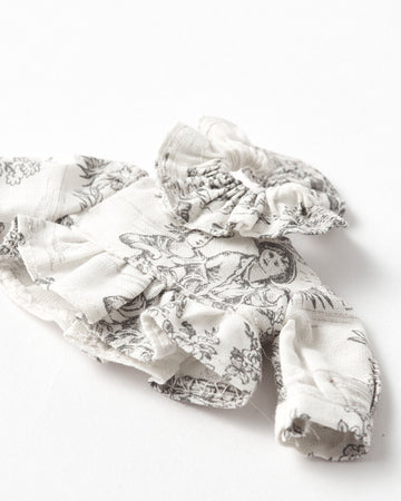 Long Sleeve Gathered Hem Shirt in French Toile de Jouy Fabric