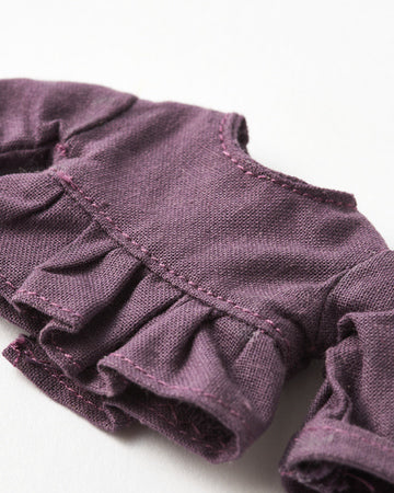 Long Sleeve Gathered Hem Shirt in Deep Purple Cotton