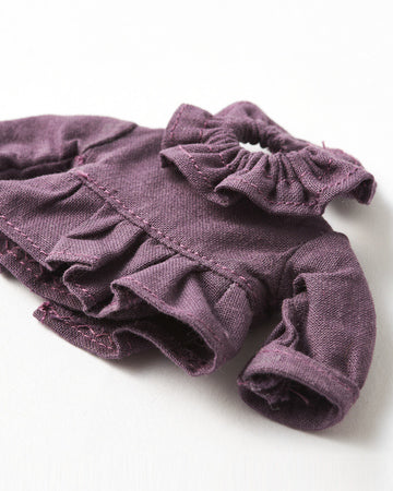 Long Sleeve Gathered Hem Shirt in Deep Purple Cotton